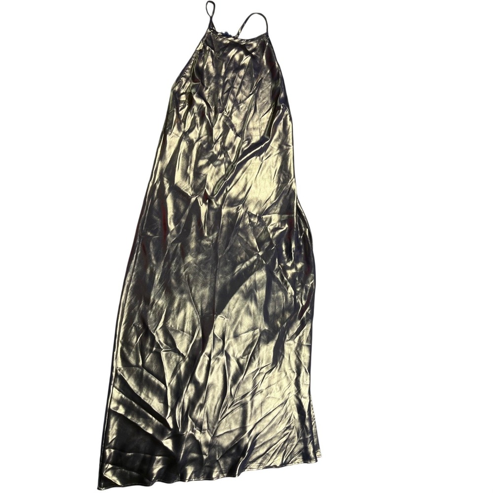 NWT Free People Intimately Gold Metallic Maxi Slip Dress XS‎ Lace Back